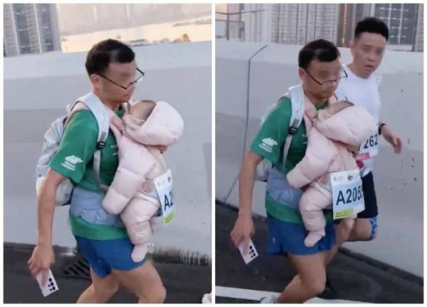 皇冠体育网址 半岁婴儿被绑胸前跑港马！内地男子涉虐儿，香港警方立案调查