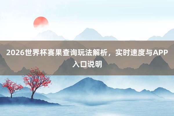 2026世界杯赛果查询玩法解析，实时速度与APP入口说明