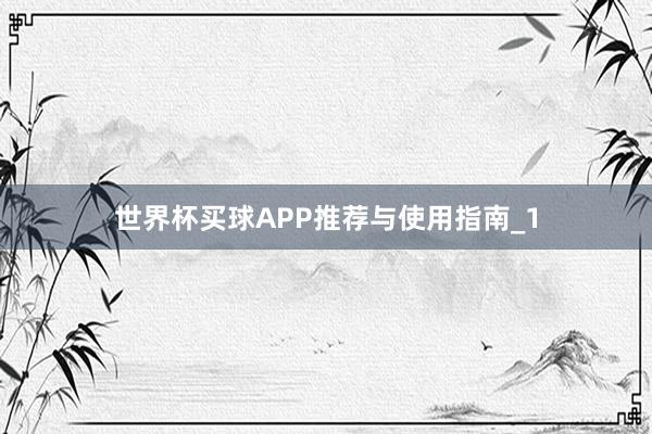 世界杯买球APP推荐与使用指南_1